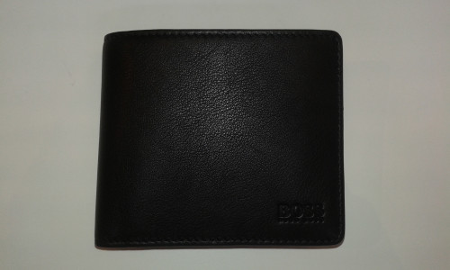 portefeuille en cuir grainé marron hugo boss 