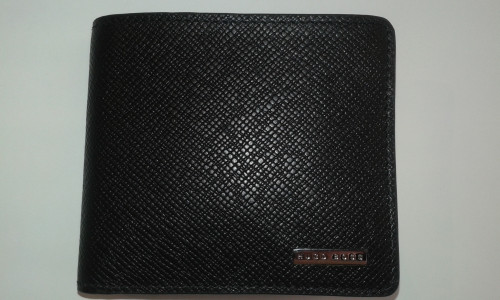 portefeuille en cuir grainé noir hugo boss